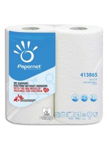 Paquet de 2 Essuie-tout 2 plis pure cellulose, 48 formats L11,80 mètres coloris blanc