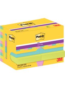 Bloc Post-it Super Sticky Cosmic format 476x476mm, lot de 12 blocs de 90 feuilles, couleur assortie