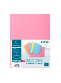 Chemise 1 rabat en carte 210g, A4, paquet de 50, rose
