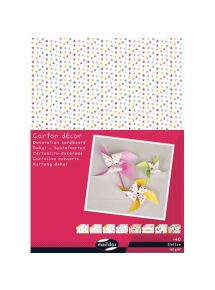 Carton décor 150g, format 25x35cm, paquet de 40 feuilles couleurs assorties