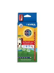 Crayon de couleur triangulaire Groove slim, étui de 12