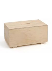 Tirelire en bois rectangulaire à décorer