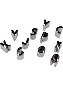 Lot de 26 emporte-pièces en métal alphabet