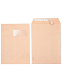 Boite de 250 pochettes kraft 229x324mm 90g bande siliconée fenêtre 50x100mm