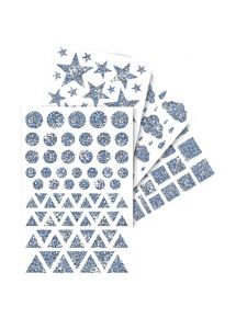 Gommette holographique, sachet de 20 planches, 1065 gommettes, 4 formes assorties