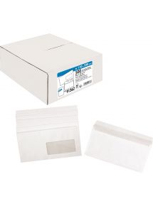 Enveloppe blanches autoadhésives 80g, 110x220 mm,  DL fenêtre 35, boîte de 500