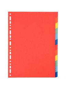 Intercalaire carte lustrée colorée, format 21x29,7cm, 12 touches