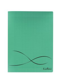 Cahier piqûre 96 pages , 24x32 cm, seyès, couverture polypropylène vert