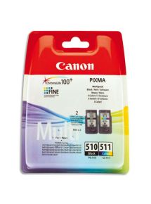 Cartouche Canon jet d'encre PG510BK-CL511CL, multipack noir et couleurs