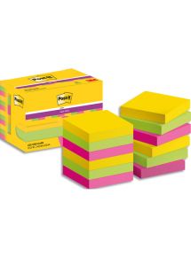 Bloc Post-it Super Sticky Carnival format 476x476mm, lot de 12 blocs de 90 feuilles, couleur assortie