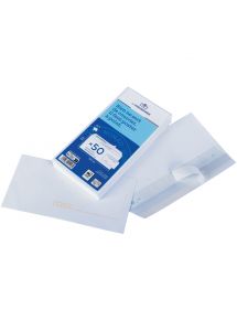 Paquet de 50 enveloppes blanches 110x220mm 80g bande siliconée précasées