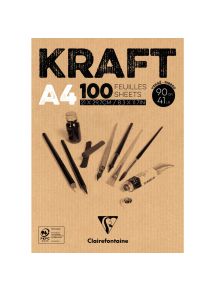 Bloc de 100 feuilles kraft 90g 210x297mm brun