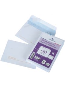 Paquet de 50 enveloppes blanches 114x162mm 80g bande siliconée précasées