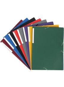 Carton de 50 chemises 3 rabats à élastiques en polypropylène 4/10ème, coloris assortis