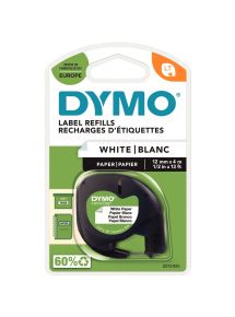 Ruban 12mm noir/blanc pour titreuse Dymo Letratag 100H