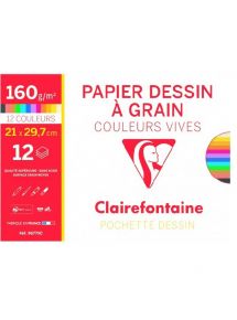 Pochette de 12 feuilles de papier dessin 160g format 21x29,7cm